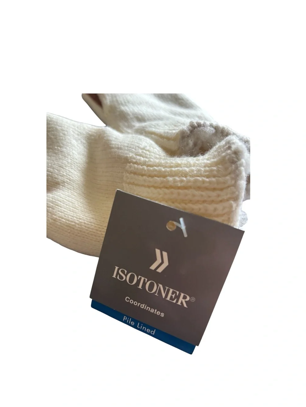 New Isotoner Pile Lined Cream Mittens